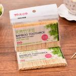 500 Pcs Premium Natural Bamboo Dental Round Wooden Toothpicks With Poly Bag for sale