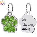 SUS304 Cute Footprint Engraved ID Tag Personalized Pet Charms for sale