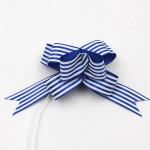 Printed Pattern Pull 30mm Satin Ribbon Blue Red And White Striped Christmas Bows for sale