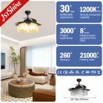 230V Midcentury Design Warm Lighting Ceiling Fan with Hidden Blades and Remote Control