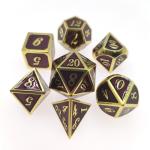 Mini Handmade Table Top Gilt Green Dice Set Polyhedral Gift Box Packaging Smooth Finish for sale