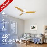 1stshine LED Ceiling Fan Low Ceiling DC Motor 3 Color Blades Water Transfer Printing for sale
