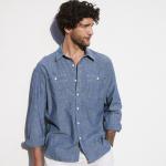 Long Sleeve Chambray 100 Cotton Slim Fit Shirts Breathable For Four Seasons