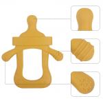 Yellow Milk Bottle Silicone Baby Teething Toys 0-12 Months Age Range for sale
