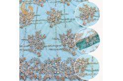 China Handmade Custom Beaded Embroidery Lace Fabric Symmetrical Design supplier