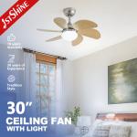 30 Inch Traditional Indoor LED Ceiling Fan Remote Control 6 Speed DC Motor for sale