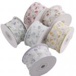 China 40mm 50mm Organza Ribbon With Floral Printed Polyester Ribbon OEM Eco Friendly manufacturer