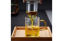 China Heat Proof Pyrex Glass Tea Infuser Cup Sets With Lid Hand Blown Craft supplier