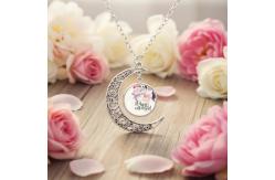 China Moon Shape Sublimation Necklace Blanks Custom Photo Necklace supplier
