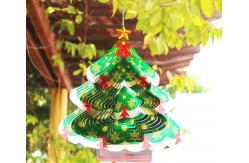 China Width 27cm Rotating Metal Wind Spinner 3D Christmas Tree Wind Chimes supplier