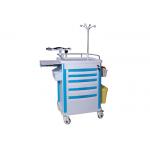 Mobile Emergency Cart , Hospital Ward Crash Trolley With Drawers for sale