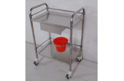 China Heavy Duty 2-Shelf Stainless Steel Procedure Cart with Pull-Out Drawer Bucket supplier