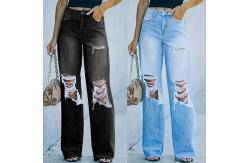 China Blue Custom Jeans Pant Spring Summer Straight Fit Pants For Women supplier