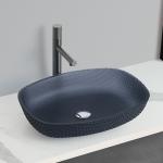 Countertop Mounted Bathroom Wash Basins Melon Shape Glass Vessel Sinks for sale
