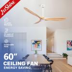 60 Inch DC 3 Blade Wood Blade Ceiling Fan 5 Speed Remote Control 110-220V/50/60hz for sale