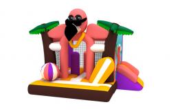 China OEM Outdoor Bounce House Combo Flamingo Cartoon Theme Inflatable Bouncer With Slide supplier