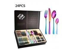 China Customized Metal Cutlery Set Luxury Elegant 24 Piece Flatware Set supplier