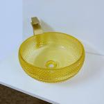 17.7 Inch Yellow Bathroom Sink Bowl Style 180mm 12mm Round Crystal for sale
