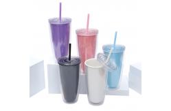 China Outdoor Plastic Cup with Lid and Straw 710ML Capacity Reusable Straw Cup supplier