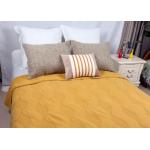 Cotton Plain Dyed Yellow Quilted Bedspread , Embroidered Hotel Collection Coverlet for sale