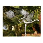 Large Fairy And Dandelion Stainless Steel Sculpture For Garden Decoration for sale