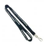 Cool Black Tubular Lanyard With J Hook Print White Logo Activity Event for sale