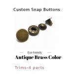 22L Antique Brass Brushed Metal Snap Buttons Custom Press 4 Part Button