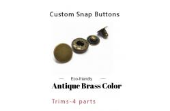 China 22L Antique Brass Brushed Metal Snap Buttons Custom Press 4 Part Button supplier