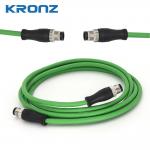 M12 Lan Cable Connector For Ethernet / IP Dual Shield 4 X 2 X 24AWG Yellowish Green OD=8.0 for sale