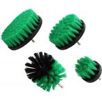 Nylon Scrubber Drill Attachment Cleaning Brush 4pc Set Green Medium Bristle Stiffness - for 1/4in Power Drill for sale