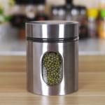 4 Piece Silver Stainless Steel Canister Set With Glass Windows