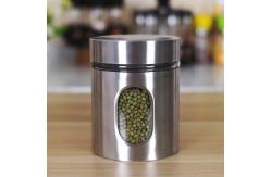 China 4 Piece Silver Stainless Steel Canister Set With Glass Windows supplier