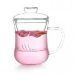 Heat Resistant Glass Tea Infuser Cup Filtering Thicker Flower Tea Cup With Handle for sale