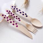 Nature Birchwood Cutlery Set 160 mm Purple Wooden Utensils for sale