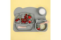 China Children Dinnerware Plate Bowls Kid Toddler Feeding Divided Silicon Suction Baby Tableware Set supplier