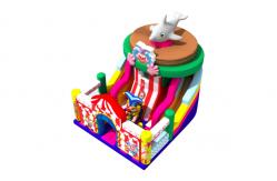 China Colourful Inflatable Circus Clown Dolphin PVC Dry Slide With Safety Fence Around supplier