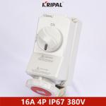 Waterproof Industrial Power Mechanical Socket With Switch 5P 16A 380V for sale