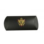 Custom Black Paper Pillow Box Packaging With Hot Stamping Purple Logo