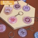 Customized school fete Day Gift Acrylic Keychain With Metal Ring Gift School Emblem Symbol Acrylic Keychain for sale