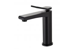 China Brass Modern Single Hole Single Handle Basin Mixer In Matte Black supplier