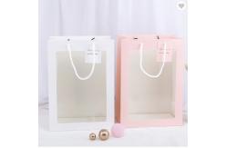 China Biodegradable Takeaway Paper Bag Packaging With Window For Grocery Gift 450gsm supplier