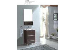 China Wood Grain Color PVC Bathroom Cabinet , Floor Standing Vanity Unit With Two Drawers supplier