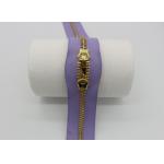 Two Way Brass Close End Purse Zippers 35cm Light Purple Tape For Luxury Handbag for sale