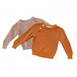 Toddlers Crewneck Rib Knit Sweater 100% Cotton With Button Shoulder Closure Infant Sleepwear for sale
