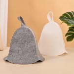 White Wool Felt Sauna Hat Cap for Russian Banya Sauna Hut With Hang Loop Supply for sale