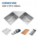 16 Gauge Apron Corner Stainless Steel Kitchen Sink  110x57 for sale