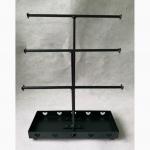 3 Bar Necklace Rotatable Metal Tabletop Display Stands Of Gloss Black Wire for sale