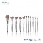 Silver Eye Shadow BSCI Wooden Handle Makeup Brushes for sale