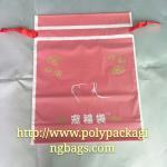 Moisture Proof Red Frosted Printed Drawstring Bags Fit Christmas Gift for sale