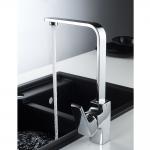 2023 Modern Single Hole Polish heavy square cast mixer tap black Brass kitchen Faucet for sale